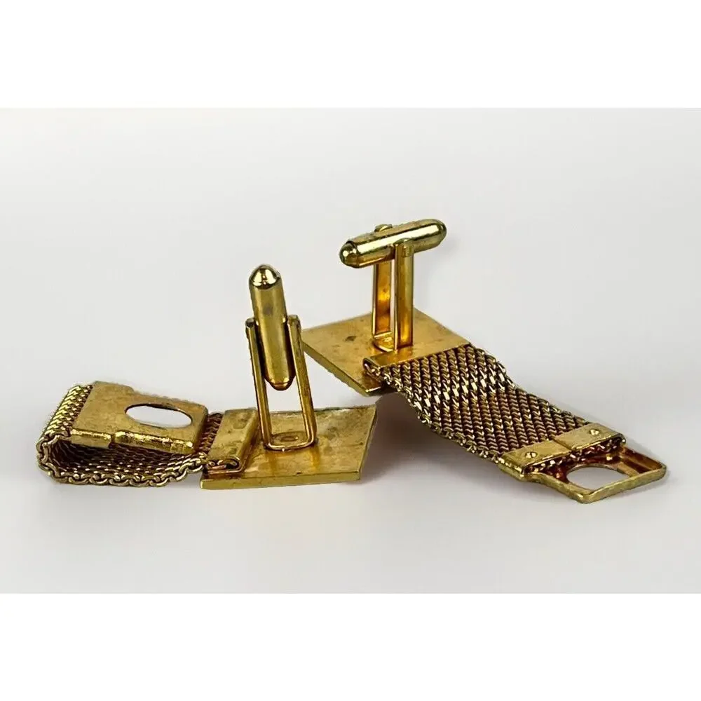 VTG EAGER 1 Small Engine Lawn Mower Advertise Cuff Links -Wrap Around Gold Tone